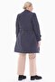 Women's Large Size Double Breasted Collar Buttoned Navy Blue Trench Coat 1049 - 5