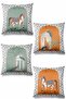 Double Sided Printed Antique Garden Patterned Set of 4 Suede Throw Pillow Cover