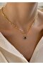 Star Black Enameled Women's Gold Necklace - 2