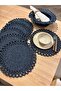 Bamboo Navy Blue Galaxy Modern Jute Plate and Bread Bowl Set of 7 - 6