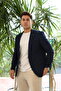 Vad Dark Navy Blue Honeycomb Textured Men's Blazer Sports Jacket