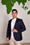 Vad Dark Navy Blue Honeycomb Textured Men's Blazer Sports Jacket - 2