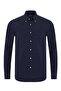 Navy Blue Tailor Fit Comfortable Fit Button Collar Sports Oxford Organic Cotton Shirt