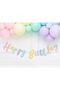 Macaron Balloon Chain And Happy Birthday Macaron Calligraphy Banner Set
