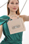Skin Color Stone Magnetic Cover Handbag and Hanger Evening Bag Width: 17.5 Cm Length: 14 Cm