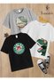 Anime Printed 3 Pack Unisex Grey-White-Black Kids T-Shirt/T-Shirt