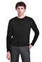 Black Regular Fit Jacquard Crew Neck Wool Knitwear Sweater
