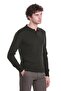 Khaki Regular Fit Plain Polo Collar Knitwear Sweater - 3