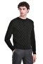 Black Regular Fit Jacquard Crew Neck Wool Knitwear Sweater - 4