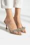 Silver bow transparent 9cm heeled women's shoes