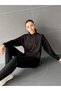 Women's Modal Fabric Black Hooded Kangaroo Pocket Cuffed Leg Tracksuit Set - 4