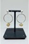 Agate Stone Round Design Silver Color Brass Stylish Earrings No:36