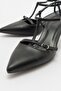 FRANS Black Skin Women's Pointed Toe Open Back Short Heeled Shoes - 5