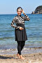 Pleat Detailed Half Zipper Hijab Swimsuit338512 - 3