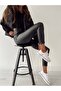 Wide Belt Raised Leather Leggings Black - 3