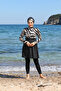 Pleat Detailed Half Zipper Hijab Swimsuit338512 - 2