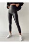 Wide Belt Raised Leather Leggings Black - 2
