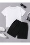 Children's Astronaut Printed Top and Bottom Set Cotton Shorts T-Shirt Set - 2
