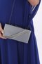 Platinum Color Satin Stone Design Evening Dress Clutch Portfolio Hand Night Wedding Engagement Bag - 3