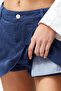 Navy Blue Pleated Mini Denim Shorts Skirt Twoss22Sr00164 - 4