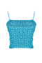 Turquoise Textured Strappy Crop Flexible Knitted Tank Top TWOSS24AL00028 - 8