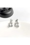 Zircon Stone Dangle Steel Earrings |   Antiallergic Steel Earrings |   Silver Color - 7