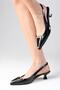 Milena Black Color Patent Leather Metal Buckle Accessory Mini Heeled Women's Shoes - 4