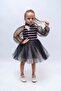 Black Striped Sequined Dress