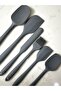 Set of 6 Gray Spatulas Fireproof Non-Stick Kitchen Pastry Silicone Egg Brush Spoon Knife - 2