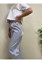 WOMEN'S Shiny Linen Palazzo Trousers with Elastic Waist - 5