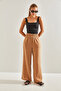 Women's Brown Elastic Waist Pants 40861020 - 6