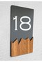 Vertical Plexi Wood Detailed Uv Printed Apartment Apartment Hotel Office Door Number - Door No:18 - 2