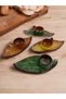 Decorative Walnut Leaf Figured Tea Coffee Cup Set in Green, Yellow and Coffee Colors for 4 People - 4
