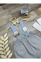 Rabbit and tooth concept baby boy blue gray salopet - 6