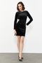 Waist Detailed Mini Velvet Dress - 3