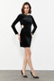 Waist Detailed Mini Velvet Dress - 2