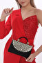 Black Color Suede Gold Snake Pattern Cover Evening Dress Portfolio Handheld and Long Strap Use (Chain Strap) - 2