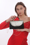 Black Color Suede Gold Snake Pattern Cover Evening Dress Portfolio Handheld and Long Strap Use (Chain Strap) - 4