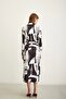 Buttoned Front Patterned Black Shirt Dress - 2