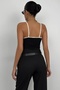 Women's Black Piping Detail Strap V-Neck Blouse 24S15017 - 2