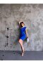 Women's One Shoulder Ruffle Detailed Mini Dress Cobalt Blue - 2