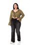 Plus Size Collar and Sleeve Ruffle Detailed Tied Khaki Bolero - 5