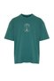 Emerald Green Oversize/Wide Cut 100% Cotton Tarot Printed T-Shirt Tmnss24Ts00002 - 7