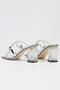 ®| PC-53042- 3478 silver mirror-Women's Stoned Transparent Heeled Slippers - 3
