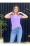 WOMEN'S LIGHT PURPLE V-NECK SHORT SLEEVE 100% COTTON T-SHIRT - 8