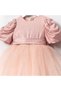 Girl's Back Bow Watermelon Sleeve Glitter Tulle Dress - 4