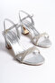 SILVER FRONT STONE DETAILED WOMEN'S HEELED EVENING SHOES - 2