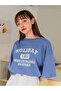 Women's Baby Blue Holiday 1961 Printed Oversize T-shirt - 4