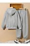 Boston Printed Cardigan Jogger - Gray Winter Oversize Hooded Cardigan Sweatpants Set - 2