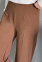 Wide Leg Elastic Waist Trousers - Tan - 2
